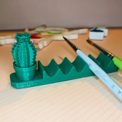 download-44.png STL file Succulent in a Pot Paintbrush Rest・3D printable design to download