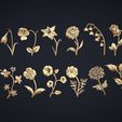 09.jpg Birth Month Flowers Set Bas Relief 3D Model