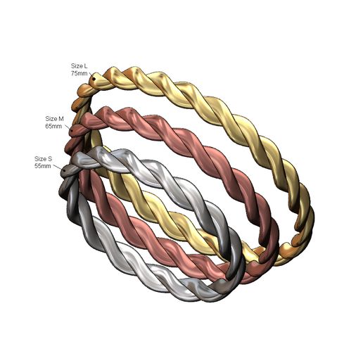 Braided rope bangle sizes S M L 3D print model 3D model