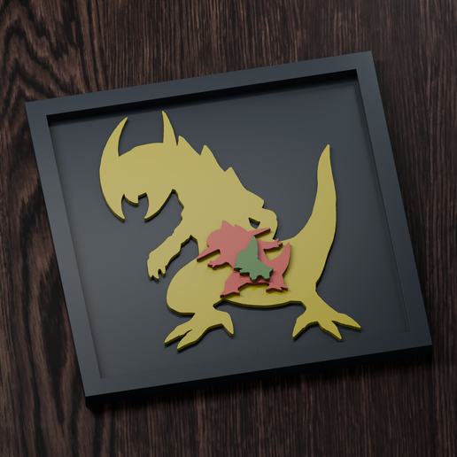 Haxorus Line - Pokemon Silhouette Frame | Normal, Inverse & Scaled STL