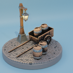 Barrel-cart-scene.png Télécharger fichier STL Lanterne médiévale miniature pour charrette à barils • Objet pour imprimante 3D, PrintableTabletop