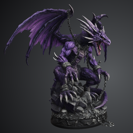 Chained Abyssal Dragon Dark Fantasy Model