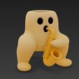5.jpeg Groovy Ghost Pflanzgefäß mit Saxophon - Lustiger 3D-Dekotopf