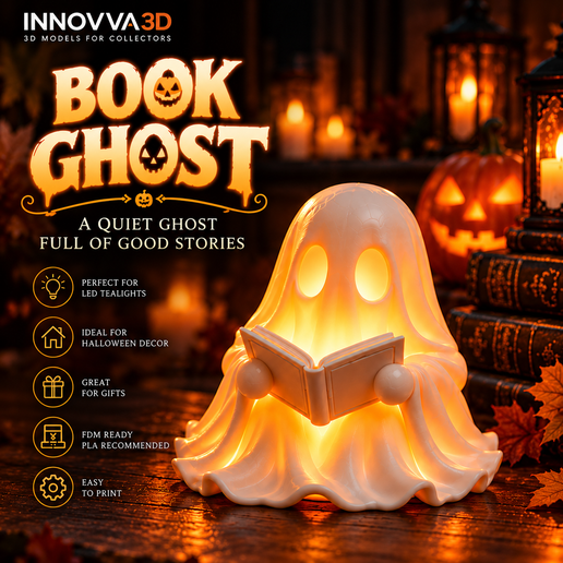 Book Ghost — Halloween LED Candle Cover 👻📖