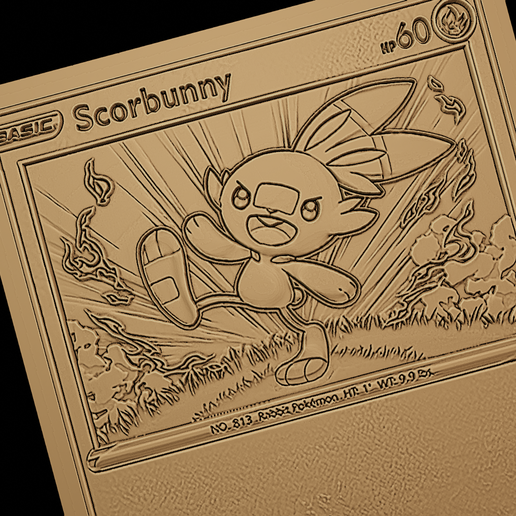 Scorbunny Pokemon cardFree STL File for 3D printingCults