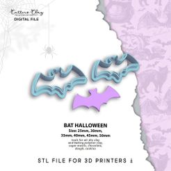Digital-file-Halloween-BAT.jpg Файл STL РЕЗАК ДЛЯ ПОЛИМЕРНОЙ ГЛИНЫ "ЛЕТУЧАЯ МЫШЬ НА ХЭЛЛОУИН・Шаблон для загрузки и 3D-печати