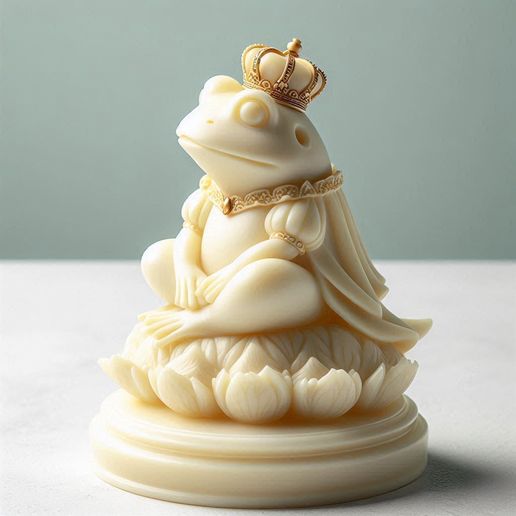 214 Frog Princess on Swamp Mound - Ivory-Style Minimalist Sculpture 3D model