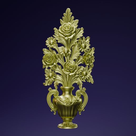 🏺🌸 Jarrón Ornamental con Flores | ornamental vase - 3D model önizlemesi
