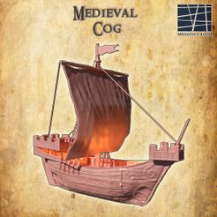 Medieval-Cog-1-re.jpg Fichier 3D Navire médiéval à crémaillère 28 MM Tabletop Terrain・Modèle pour imprimante 3D à télécharger