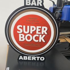 D76AAFA1-59B9-49DD-889D-5CCAA7F4582C.jpeg Файл STL Светильник с логотипом Super Bock и текстом BAR ABERTO・Модель 3D-принтера для скачивания