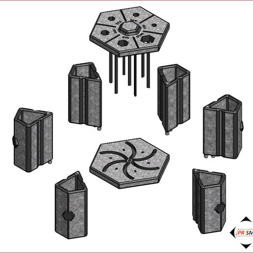 6-Nuts-Sorter-and-Organizer-Exploded-View.jpg Trieur et organisateur d'écrous hexagonaux avec tiroirs rotatifs