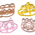 44-gatos.png cookie cutter cookie cutter x4 pack set 44 cats cats fondant cookie cookie cartoons