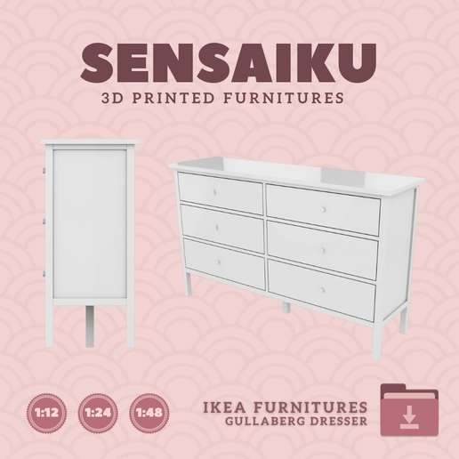 Miniature Replica GULLABERG 6 Drawer Dresser for Miniature Dollhouse -  IKEA (1:12,24,48) - 3D Print Instant Download STL File for 3D  printingCults