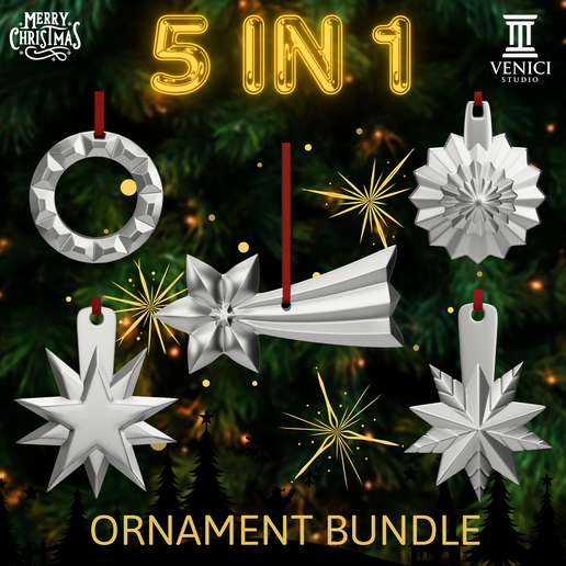 Christmas Ornament Bundle 5 in 1 – Print in Place