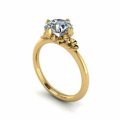 1.jpg STL file Solitaire Diamond Ring R013・Template to download and 3D print