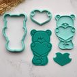 Cookie-Cutter-Teddy-Bear-with-Heart.jpg Urso de peluche com coração para o Dia da Mãe - Urso de amor para a mãe - 7 cm