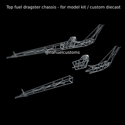 Top fuel dragster chassis - for model kit / custom diecast STL-Datei Top Fuel Dragster Chassis - für Modellbausatz / Custom Diecast・Modell für 3D-Drucker zum Herunterladen, ditomaso147
