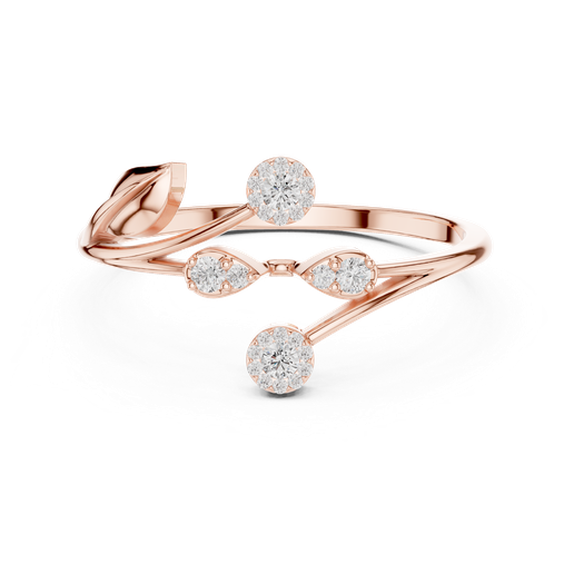 Botanical Leaf Cluster Open Bypass Ring 3D Model