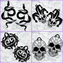 20230919_121730.jpg STL file Halloween Earrings bundle Halloween jewelry pack of 4 Earring styles・Design to download and 3D print