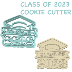 Screen-Shot-2023-01-01-at-2.28.50-PM.png STL file Class of 2023 Cookie cutter・3D print object to download