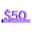 50 Dollar.STL Display Price Blocks - USD Currency