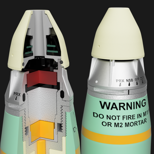 🇺🇸 USA 60 mm M722A1 WP Mortar Projectile w/ M734 Prox/VT Fuze – Full ...