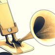 gramiphone_pic.JPG Ensinar o som com um altifalante/amplificador passivo impresso em 3D