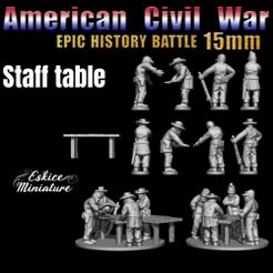 1000X1000-2.jpg 3D file Staff Table - Epic History Battle of American Civil War -15mm scale・3D print object to download, Eskice