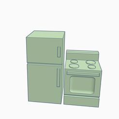 Doll House Fridge and Stove set.jpg STL file Doll House Fridge and Stove set・Model to download and 3D print