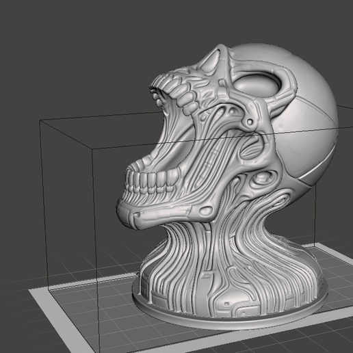 Screenshot-2026-06-27-220249.png Biomechanical Skull Bust STL | Cyberpunk Robot Skull | Sci-Fi Horror Statue | FDM & Resin Printable