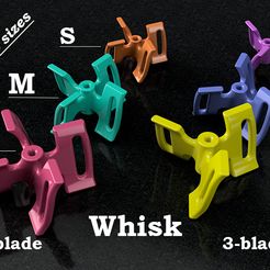 4-blade 3-blade Free STL file Construction mixer whisk 3 and 4 blade・3D print design to download, petgreen