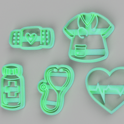 Combo.png Fichier STL Emporte-pièce Infirmière Médecin x5・Design à télécharger et à imprimer en 3D