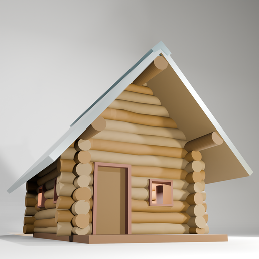 ⛰️ Rustic Log Cabin Model・ STL File for 3D printing・Cults