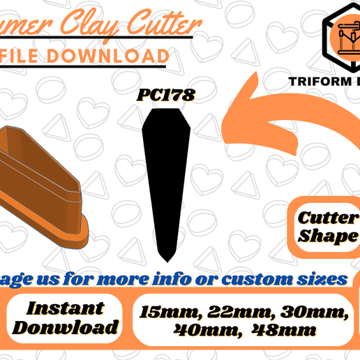 Long Diamond Polymer Clay Cutter | PC178 3D model