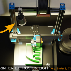 efd3dfe7-fb60-4764-9db5-ac66b1215e8e.png Free 3D file 3D Printer Extrusion LED Light - e.g. Ender 3, Fully Printable, Clip Mount・3D print object to download