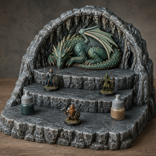 Dragon Lair Miniature Display Stand - Fantasy Figure Organizer