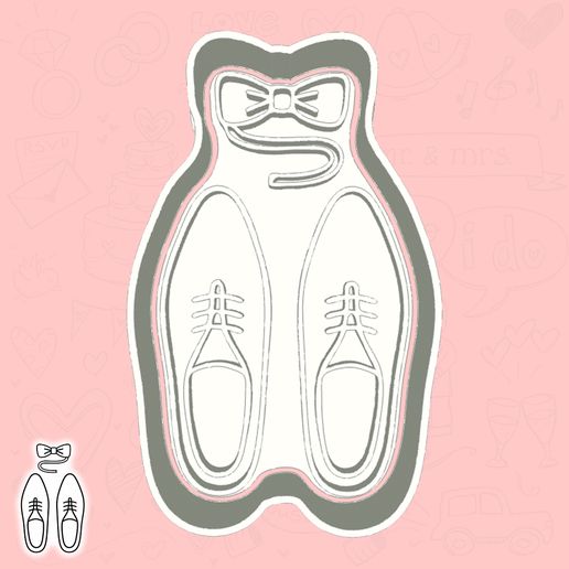 Wedding Day cookie cutters - groom’s shoes & bow tie (style 1)