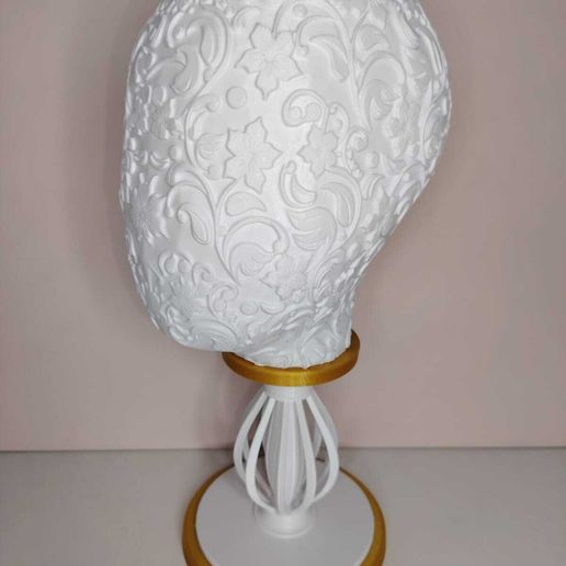 Elegant Floral Filigree Mannequin Head & Pedestal Stand — 3D Printable STL