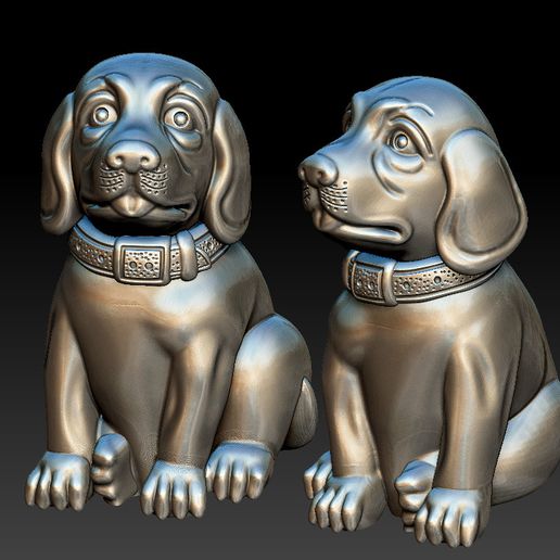 PAIR OF WOODCARVING DOGS 3D model