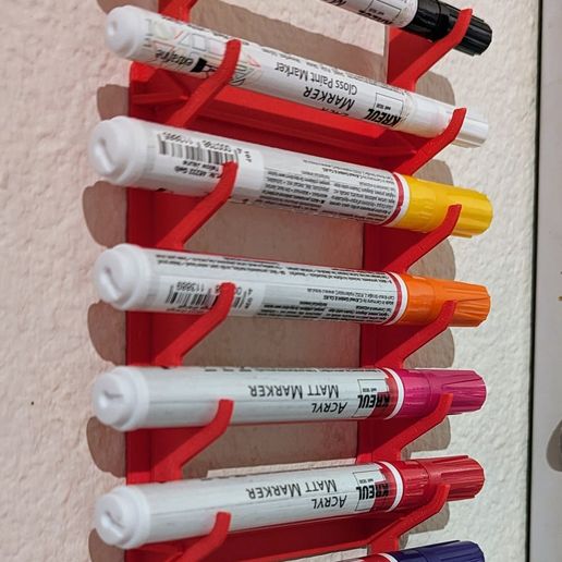 👨‍🎨 Wall Mounted Marker Rack・Free STL File for ・Cults