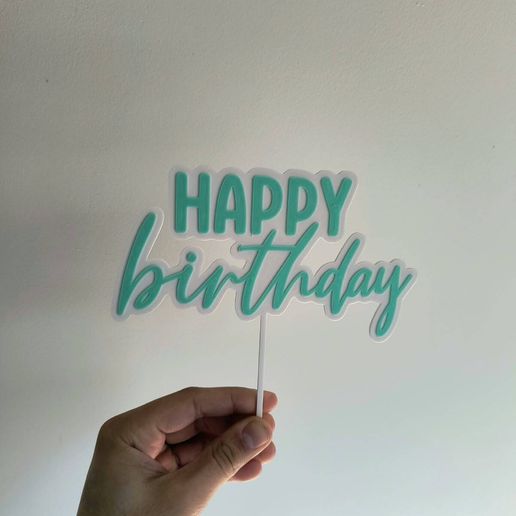 Happy birthday 2 colors topper cake version 3