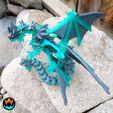 11.png Armored Spike Dragon, Powerful Four Winged Dragon, Flexible, Print In Place, Cinderwing3D