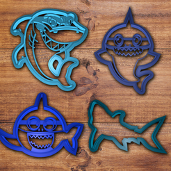 Todo.png STL file Shark cookie cutter set・3D printable model to download