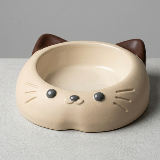 Cute Cat Shaped Pet Bowl, Minimalist Cat Food Dish, 3D Print STL File, Pet Bowl Digital Download