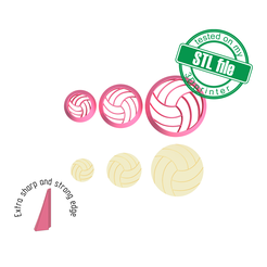 7772592_A_1.png Volleyball ball, Football mom collection, 3 Sizes, Digital STL File For 3D Printing, Polymer Clay Cutter, Earrings,Cookie, sharp,strong edge