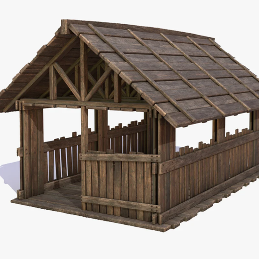 Old Wooden Shed Building 4K GameReady low-poly 3D model Low-poly 3D model