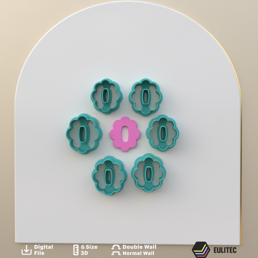 POLYMER CLAY CUTTERS to make flower chain 6 size 2 version cut/EULITEC.COM/CC/COPYRIGHTED LICENSE 3D model