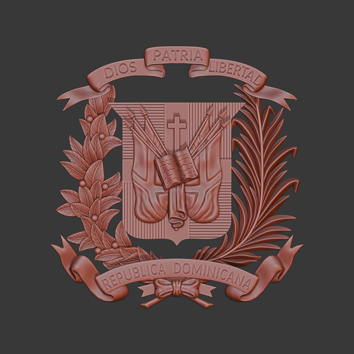 Dominican-Republic1.png Dominican Republic emblem (coat of arms) 3d relief .stl file