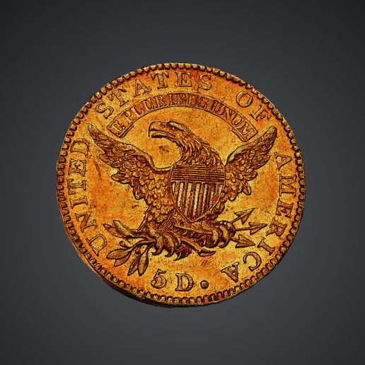 1822 Liberty Head Gold Coin STL File for 3D Printing | Antique American Coin Replica | Historical Coin 3D Model | Instant Digital Download