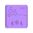 Posavaso molecula thc.stl Coaster / Weed Coasters - Pack x4